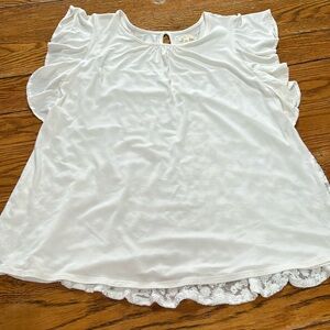 Matilda Jane cream lace panel back with flutter sleeves. Women Size Small.